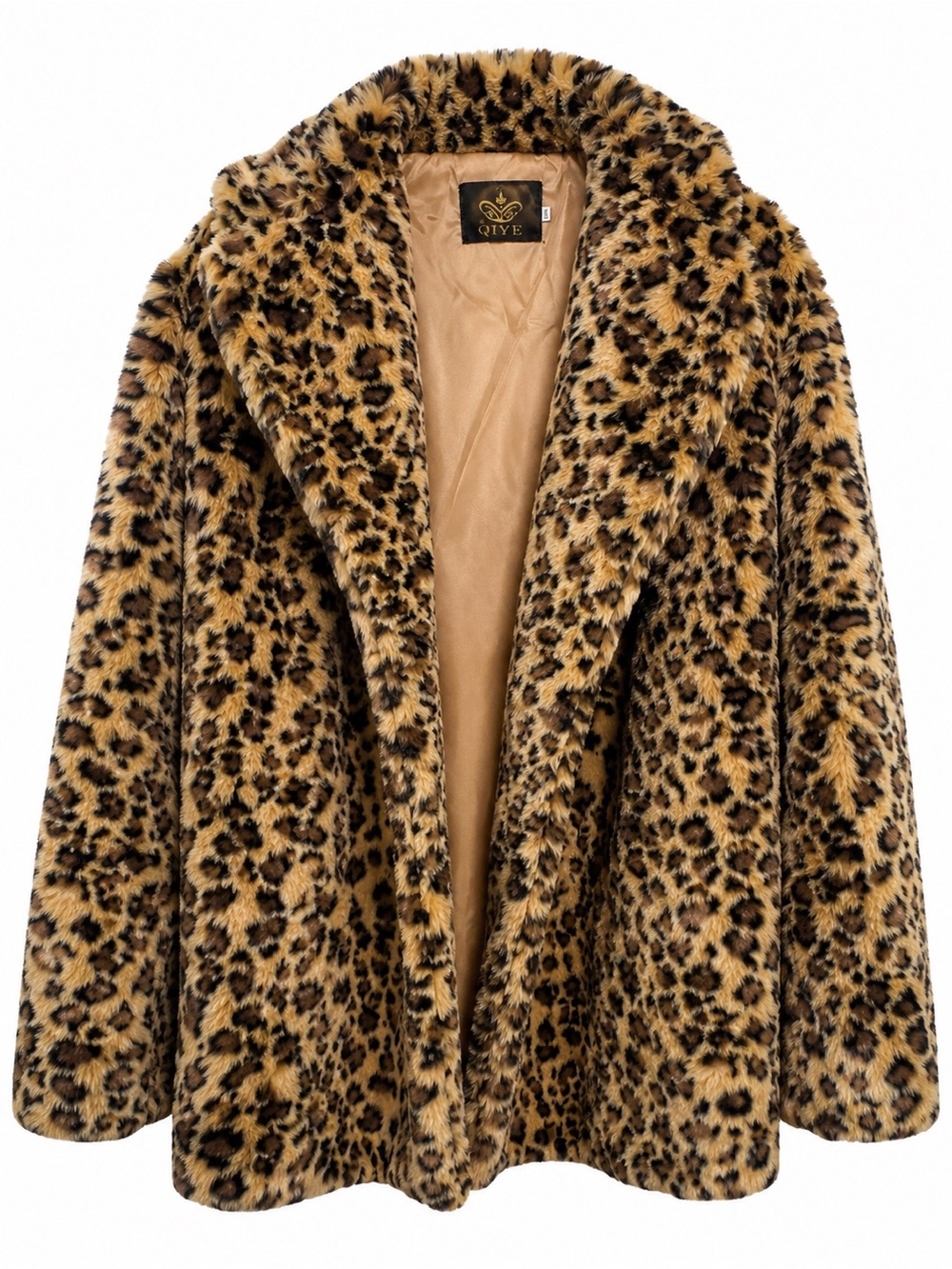 QIYE Leopard Print Faux Fur Teddy Coat Jacket XXL Y2K